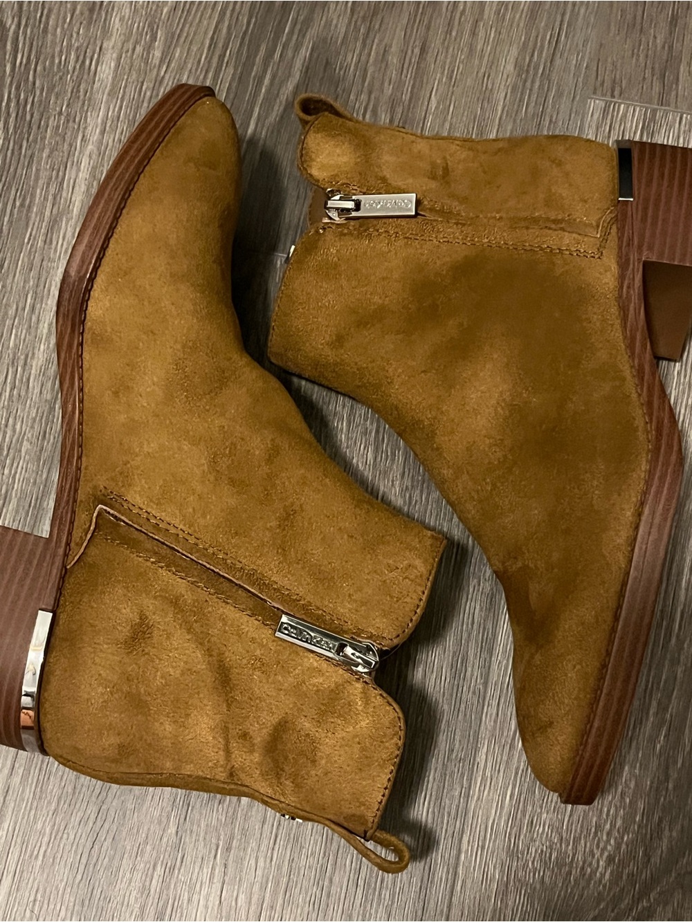 Calvin Klein Women's Deniece
Faux Suede Ankle Booties, Cognac Size 7.5